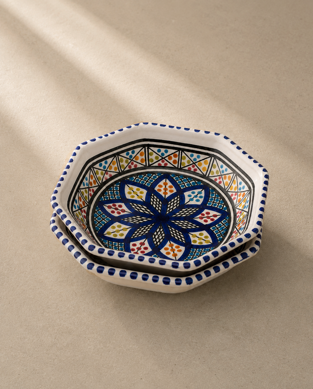 Assiette creuse octogonale | Collection Médina