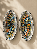 Lot de 2 plats ovales en céramique artisanale tunisienne de la collection Djerba.